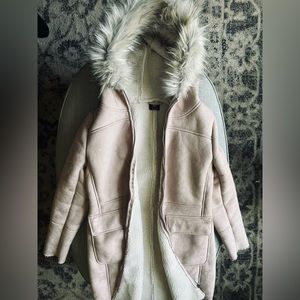 Pink faux fur long coat